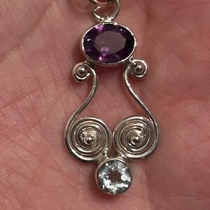 Amethyst and Blue Topaz Sterling Silver Pendant